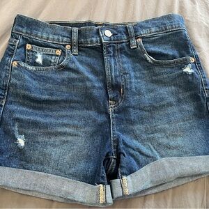 GAP Women’s High Rise 4” Distressed Denim Shorts